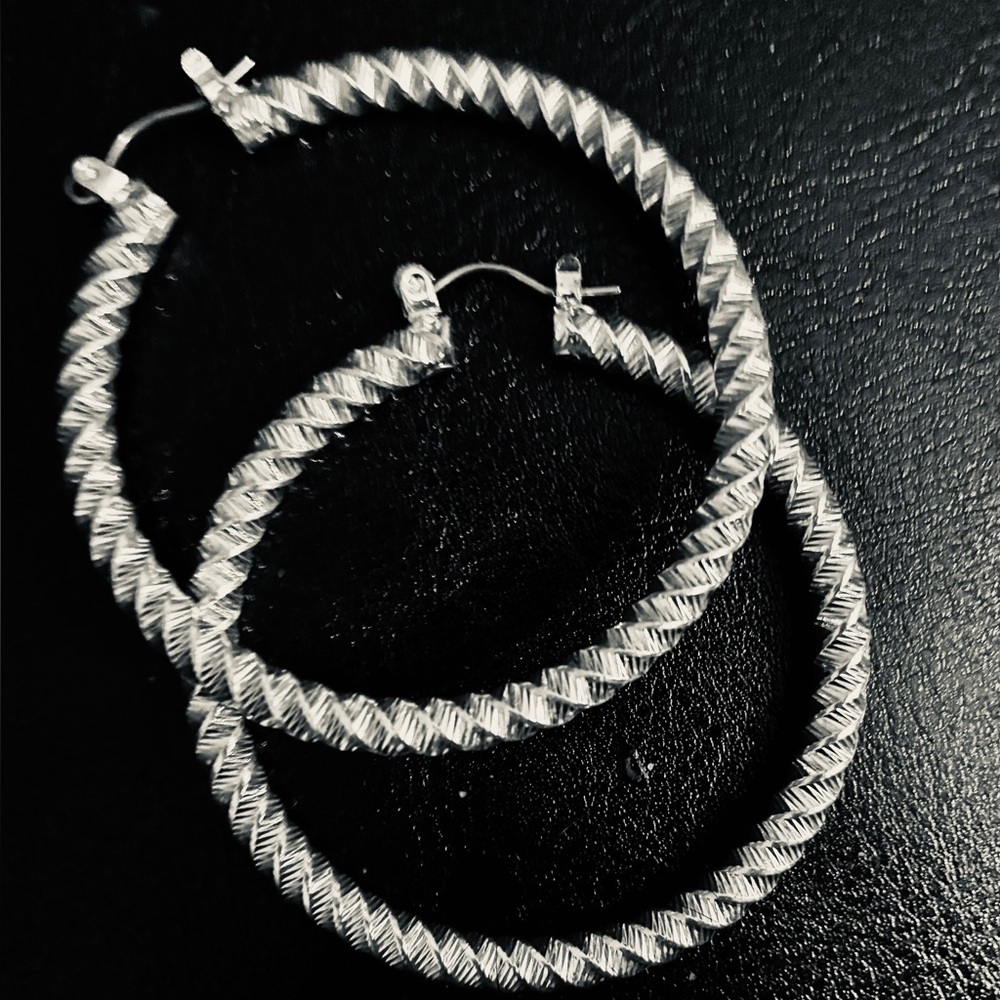 24kt Silver Twist Hoop Earrings